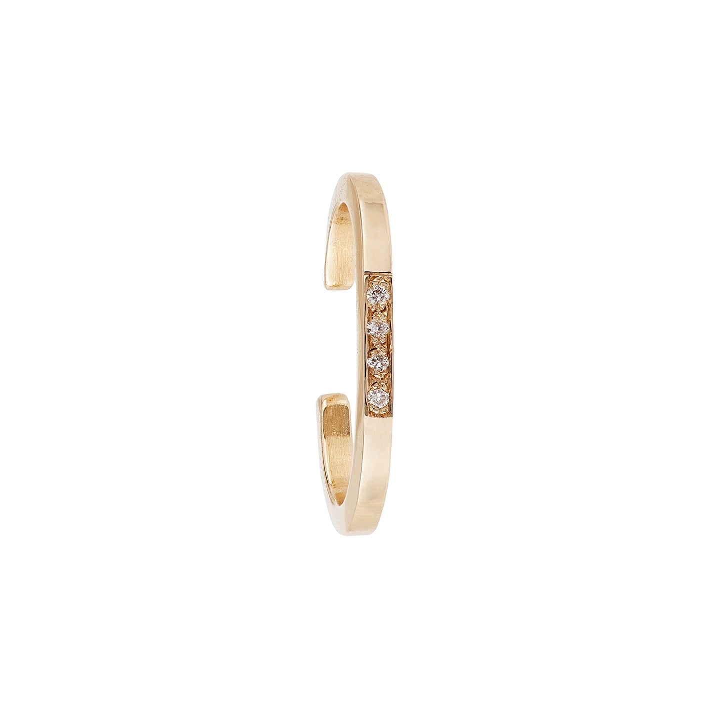 9ct solid yellow gold and 18ct solid yellow diamond ear cuff, ethical and sustainable jewellery, handmade in the UK
