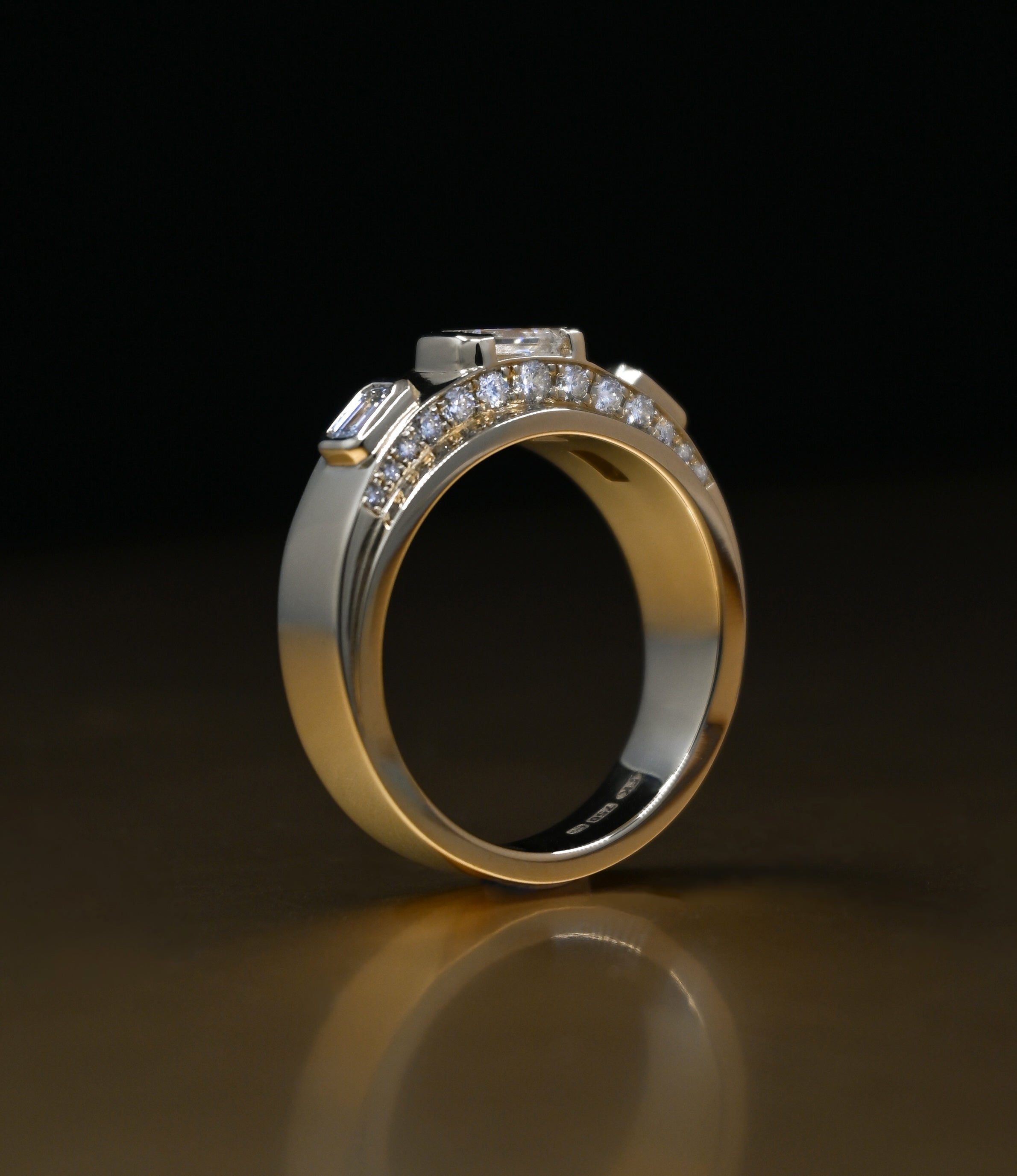 Solid Gold Diamond Set Trilogy Engagement Ring