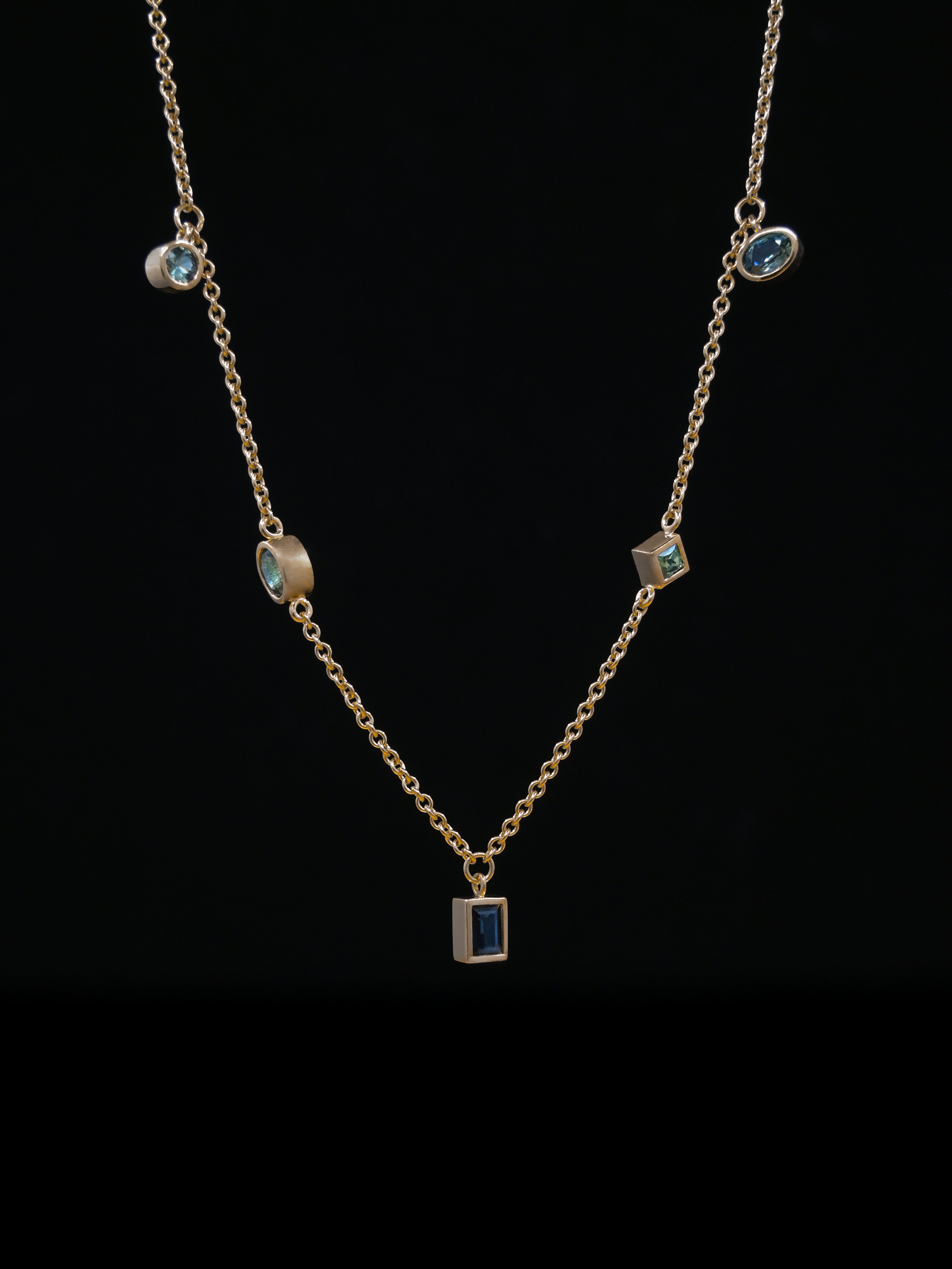 Yellow Gold Ethically Sourced Sapphire Pendant/charm Necklace, Bespoke Jewellery based in Tarporley, Cheshire
