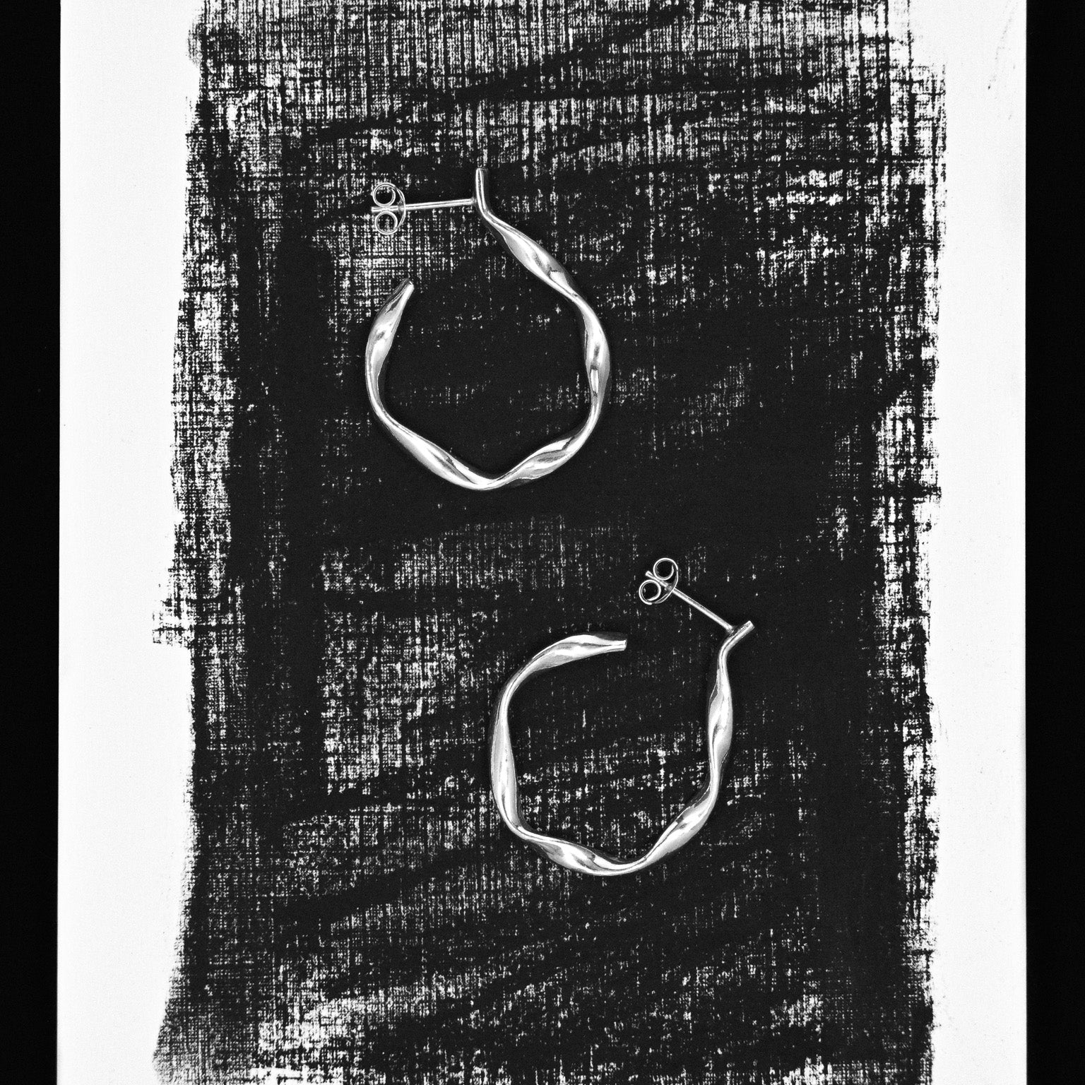 Silver Twisted Large Hoops