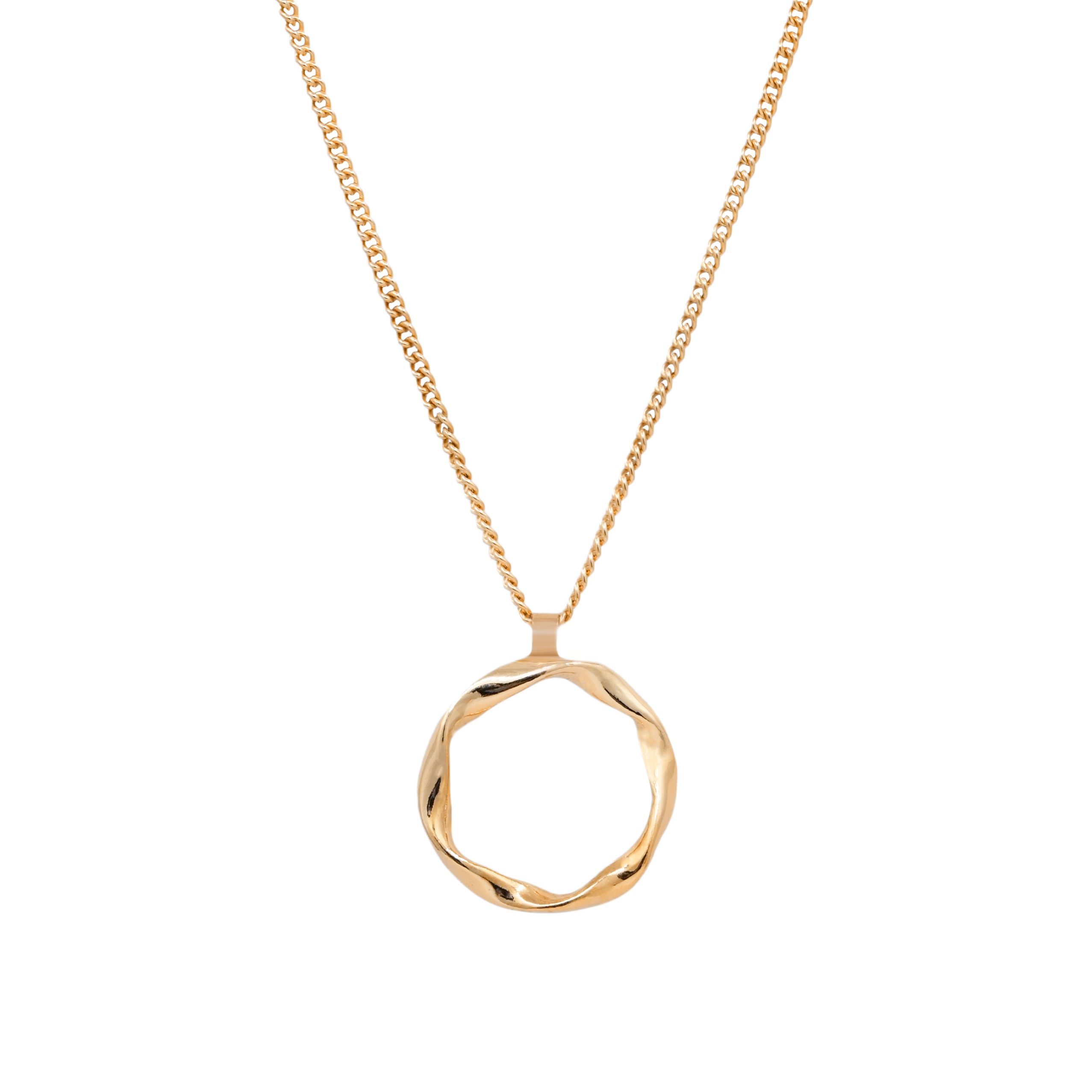 Gold twisted pendant necklace