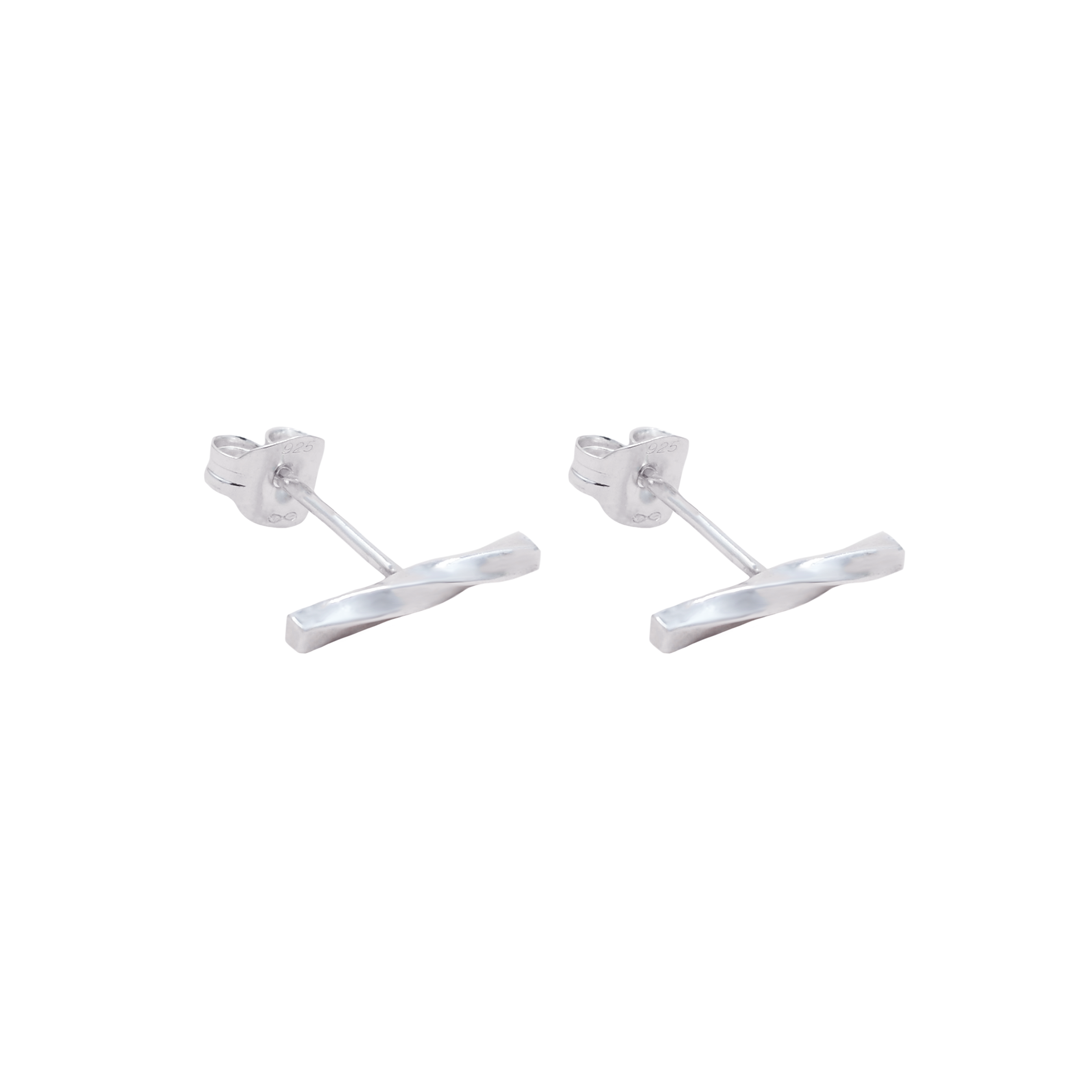 Twisted post silver stud earrings
