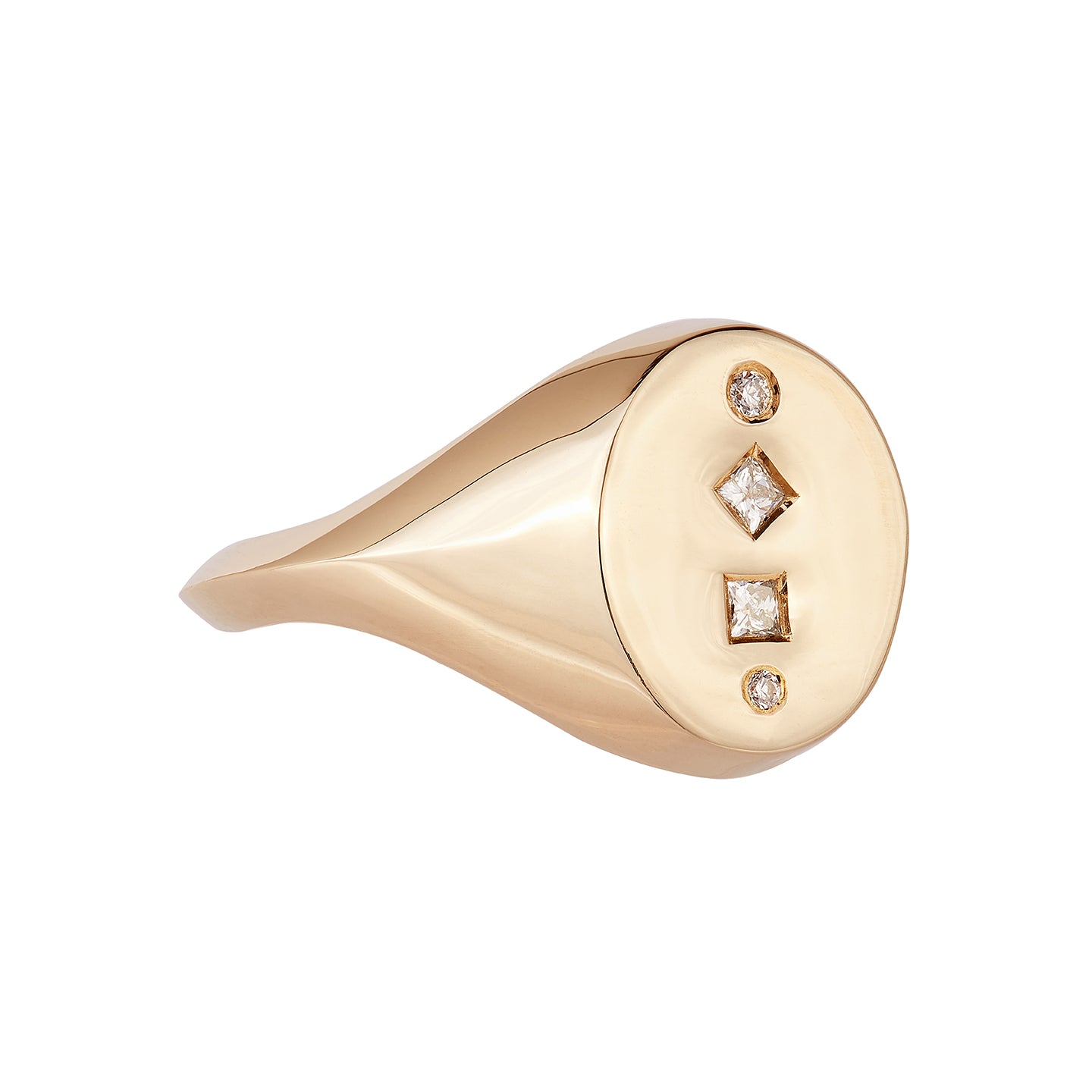 9ct solid yellow gold and 18ct solid yellow gold women's diamond signet ring, ethical and sustainable jewellery, handmade in the UK