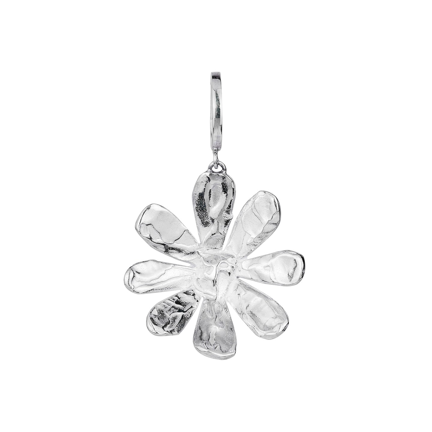 100% recycled silver daisy flower pendant, ethical and sustainable jewellery, handmade in the UK