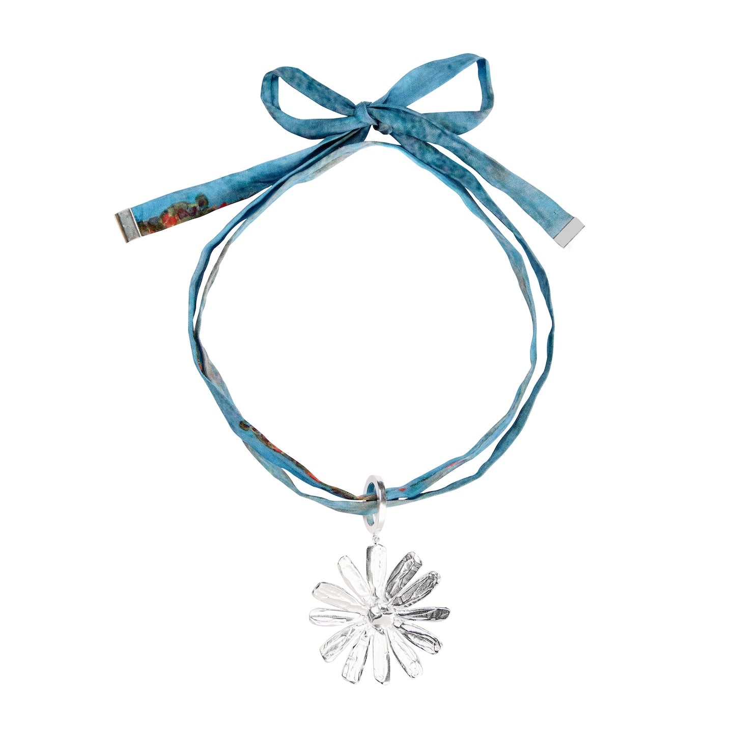 100% recycled silver daisy choker necklace, ethical and sustainable jewellery, handmade in the UK