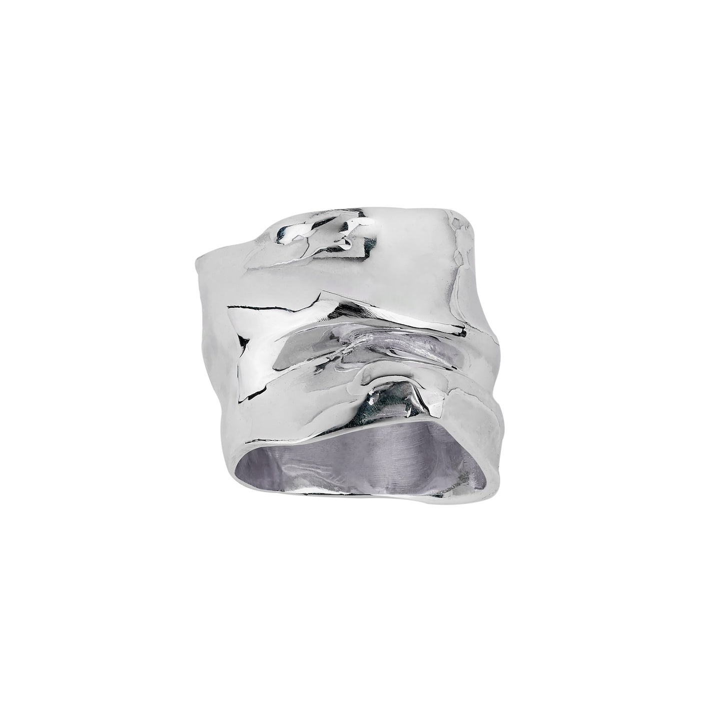 100% recycled silver large chunky sculptural ring, ethical and sustainable jewellery, handmade in the UK