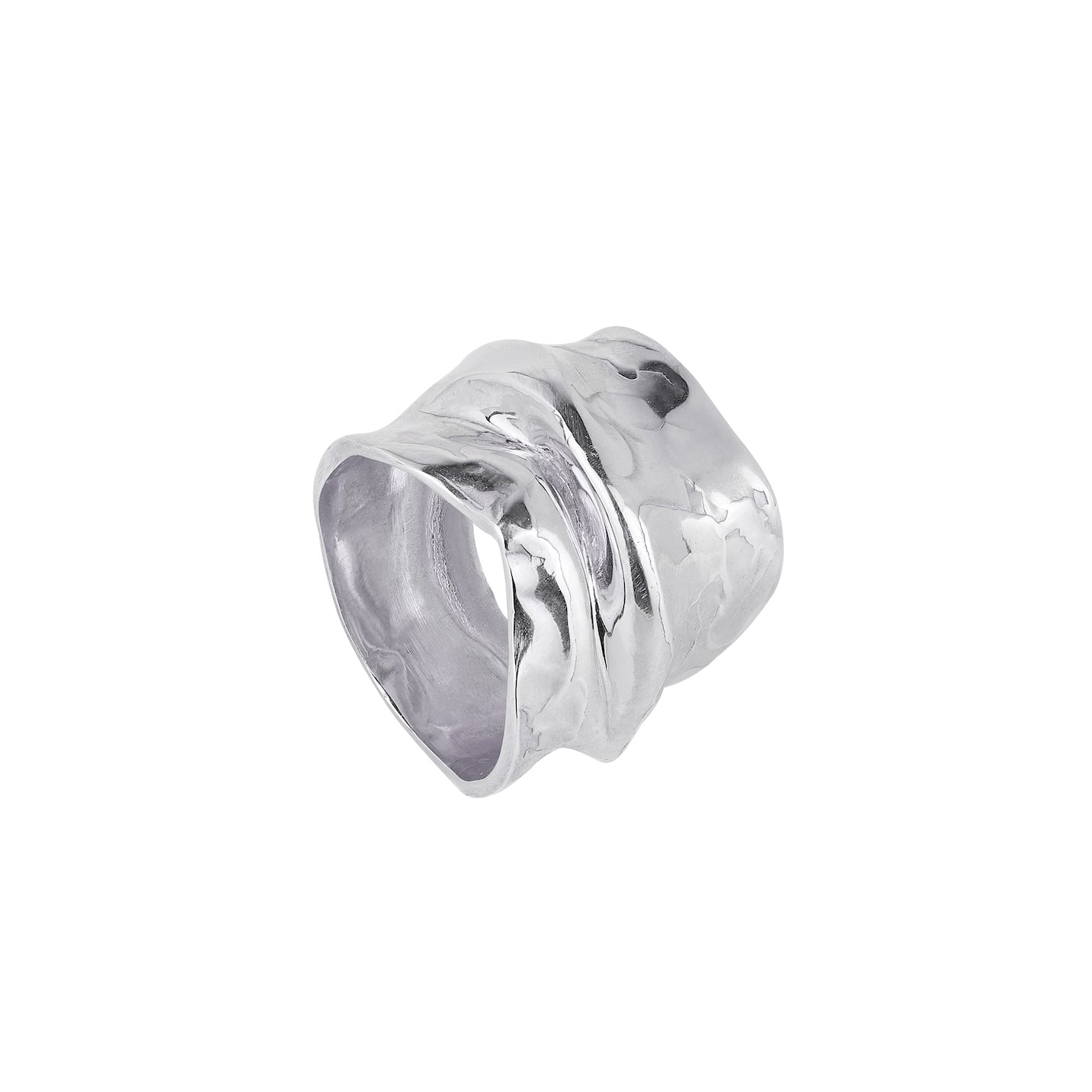 100% recycled silver large chunky sculptural ring, ethical and sustainable jewellery, handmade in the UK