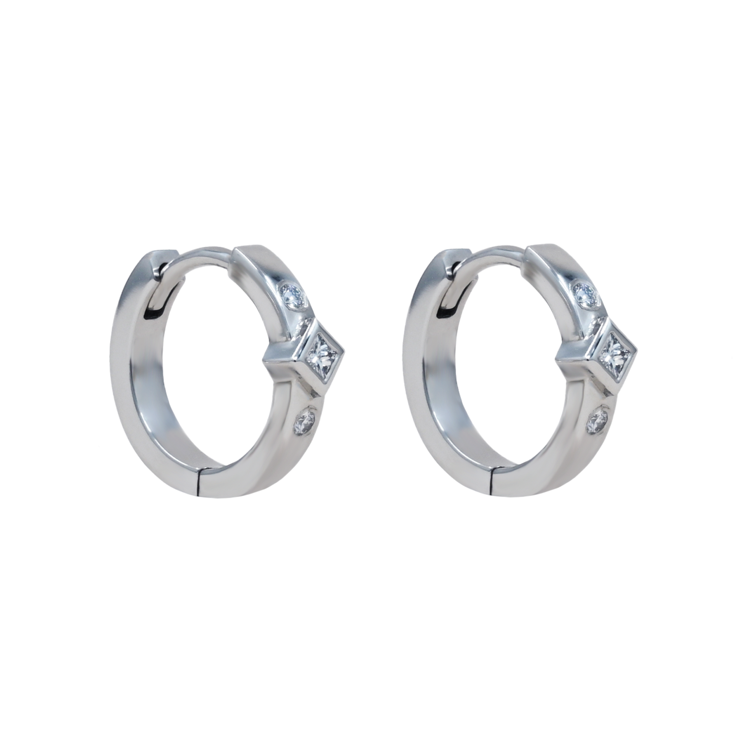 Solid Gold Diamond Sleeper Hoops