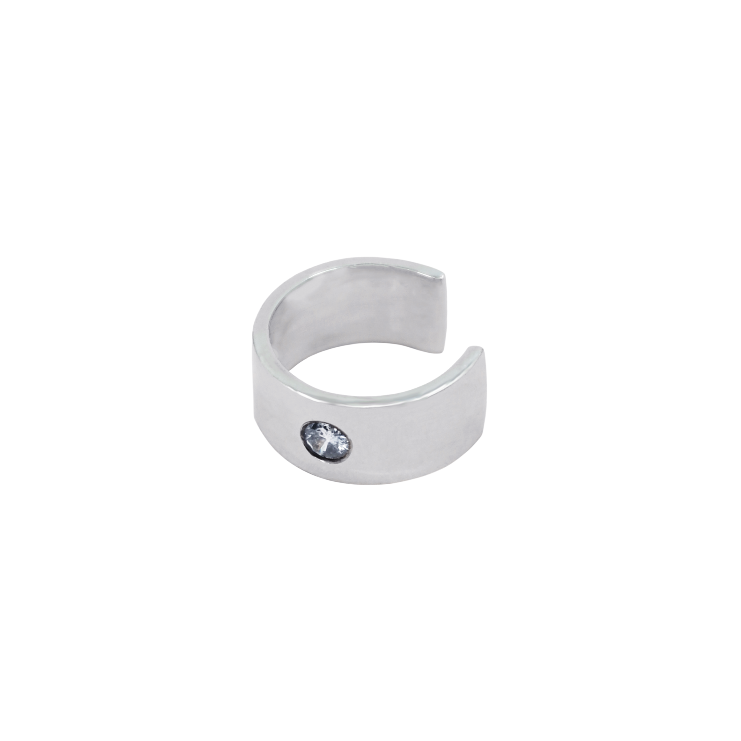 Chunky white gold ear cuff with diamond