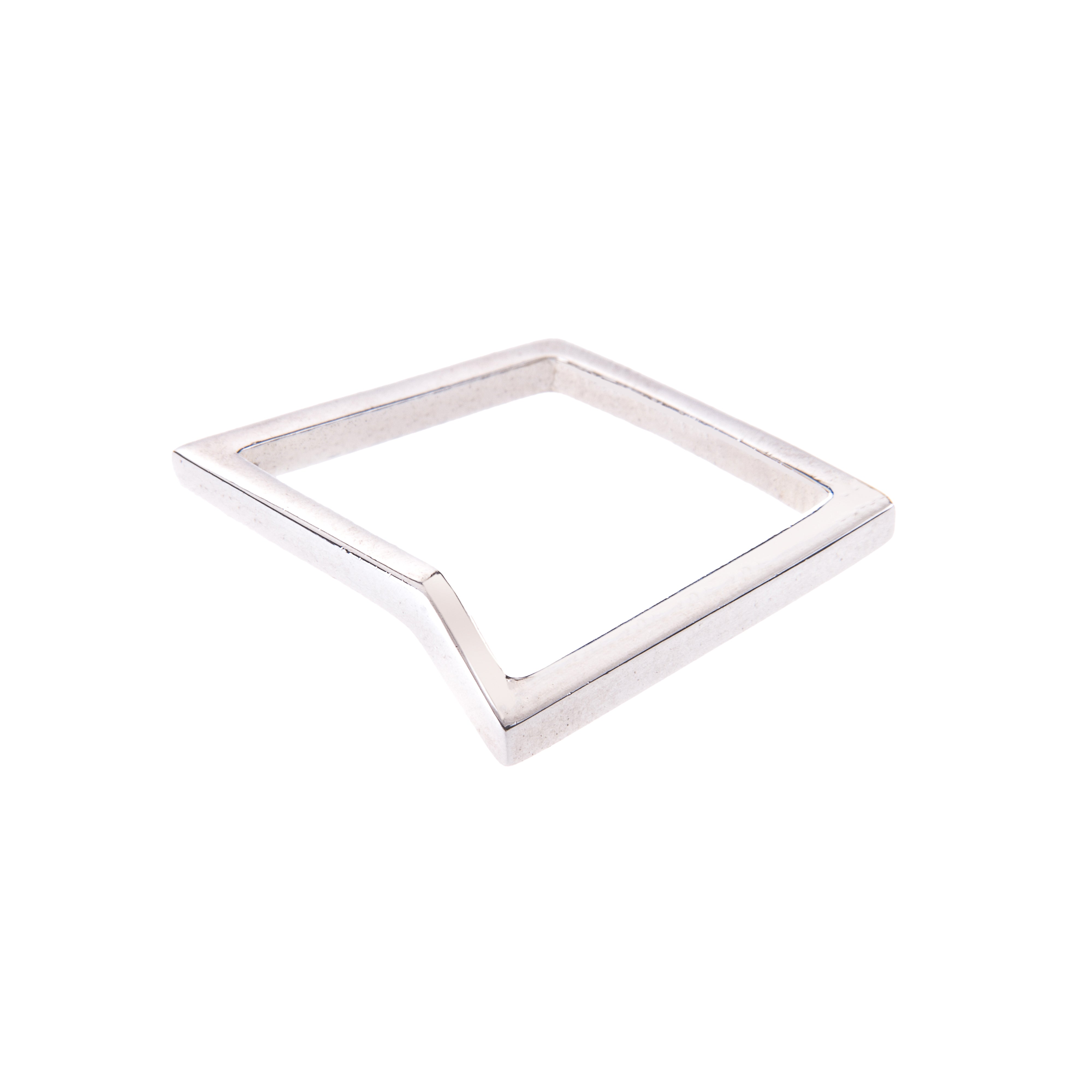Silver square stacking ring with kink, ethical jewellery, handmade in the UK