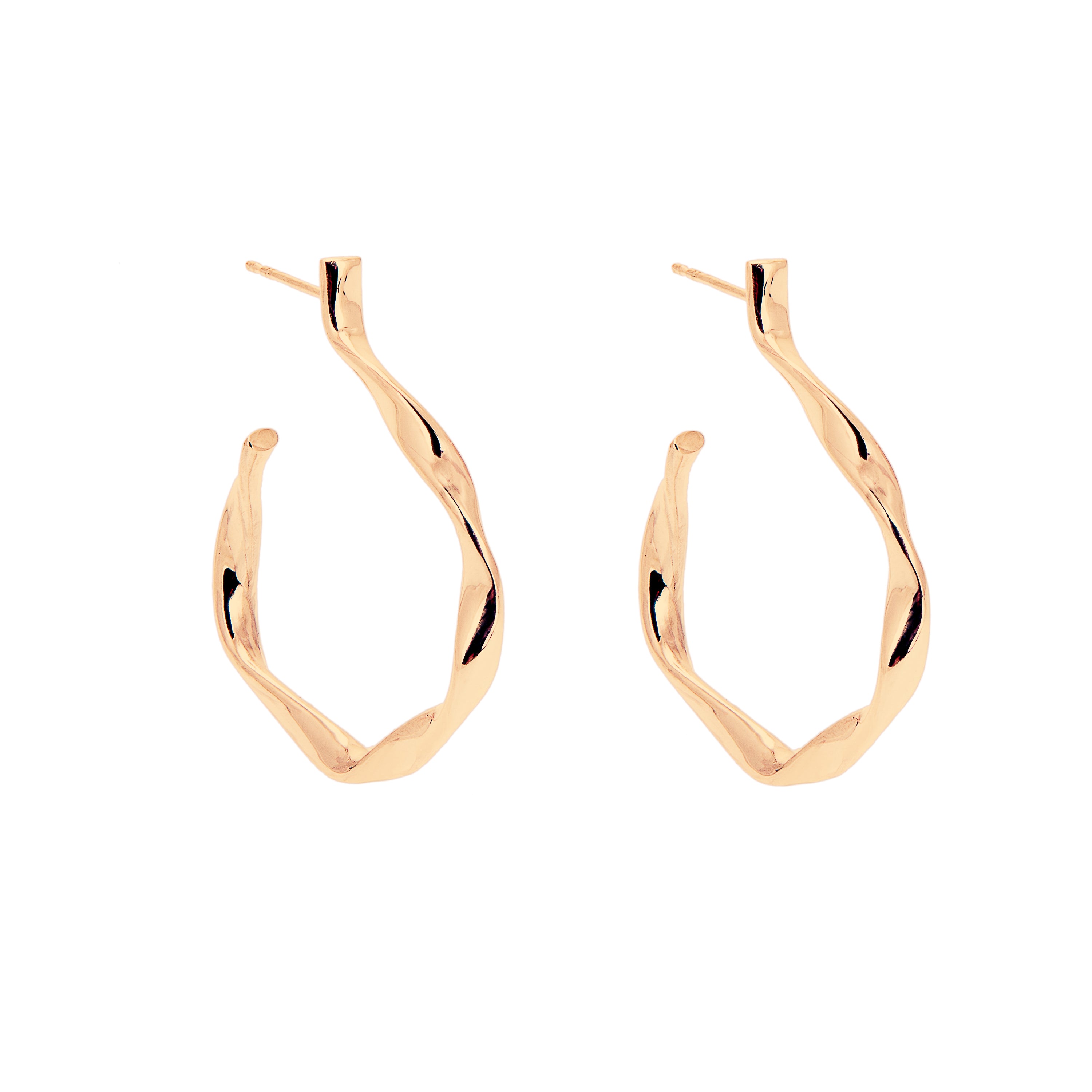 18ct gold vermeil plated twisted hoop earrings, ethical jewellery handmade in the UK