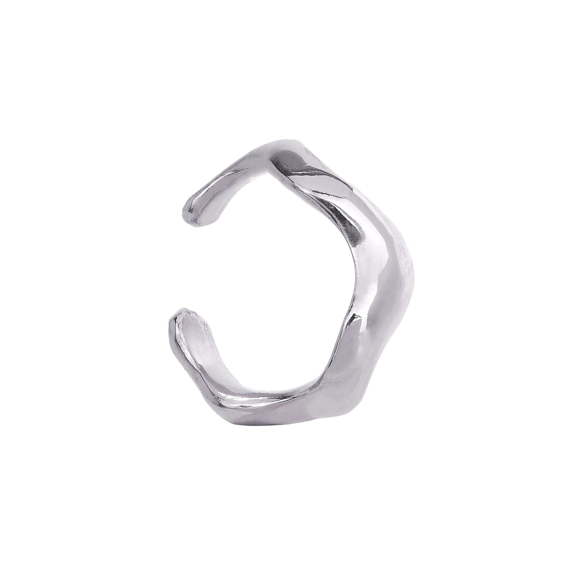 Recycled silver wavy ear cuff, ethical jewellery handmade in the UK