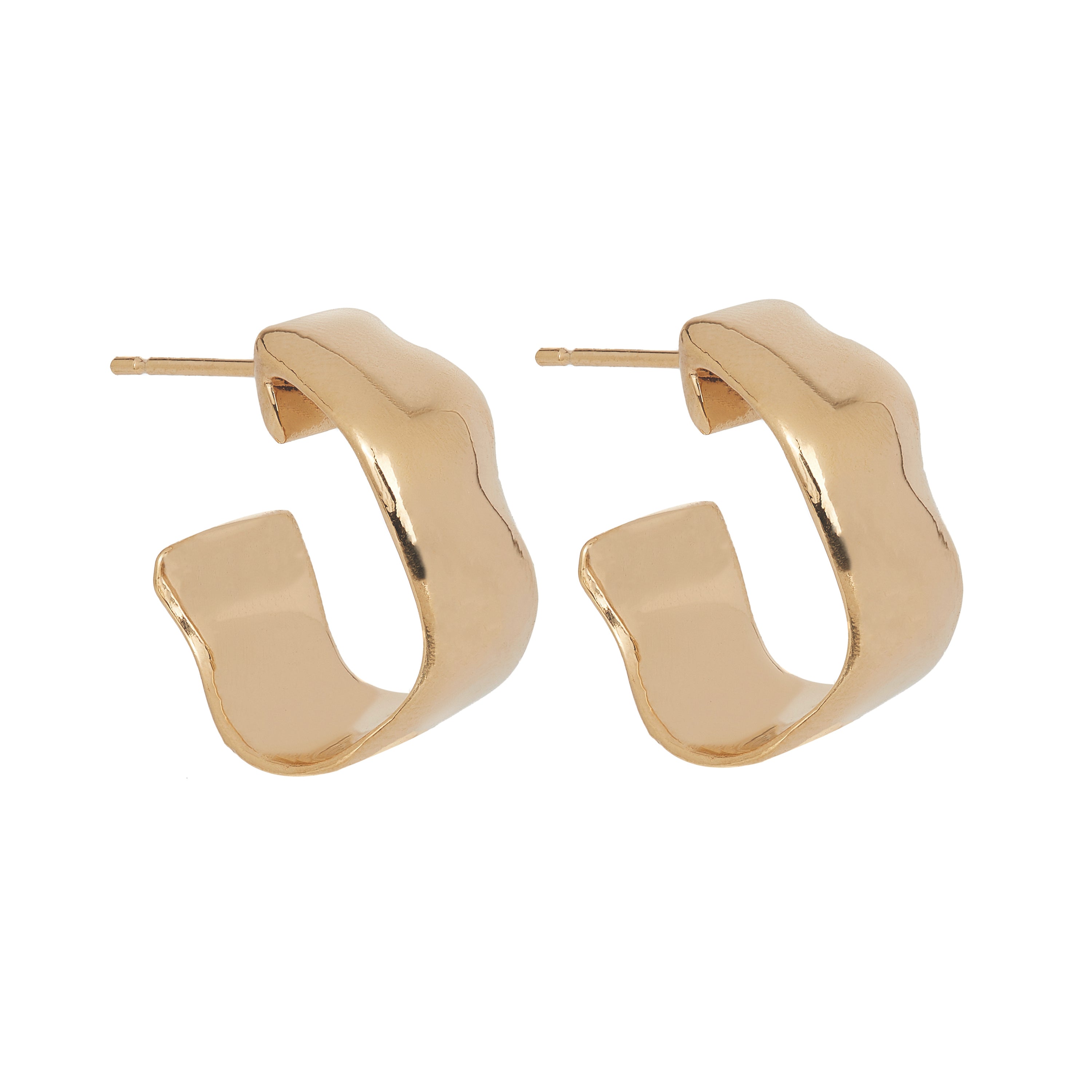 18ct gold vermeil plate chunky hoop earrings, ethical jewellery handmade in the UK