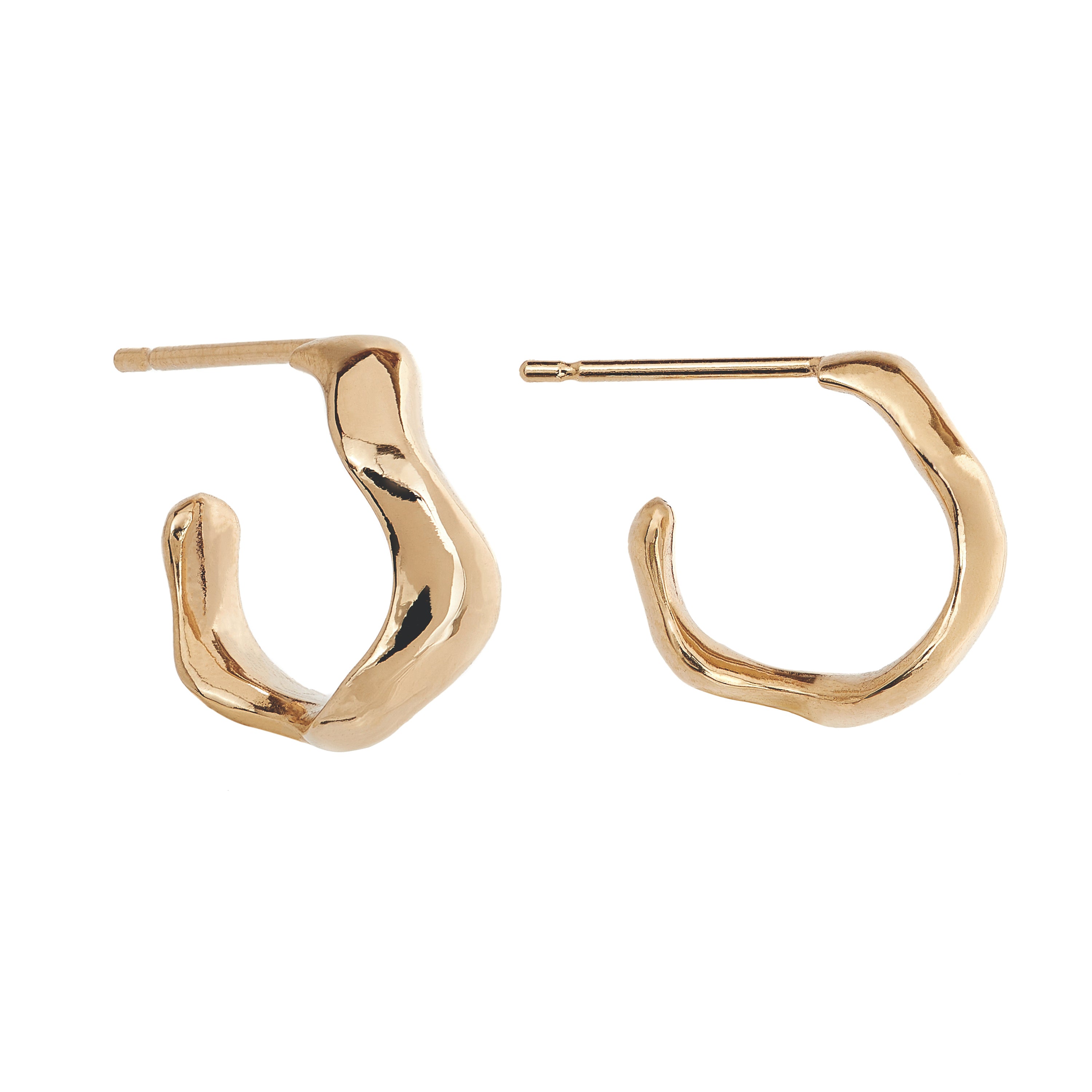 18ct gold vermeil small hoop earrings, ethical jewellery handmade in the UK