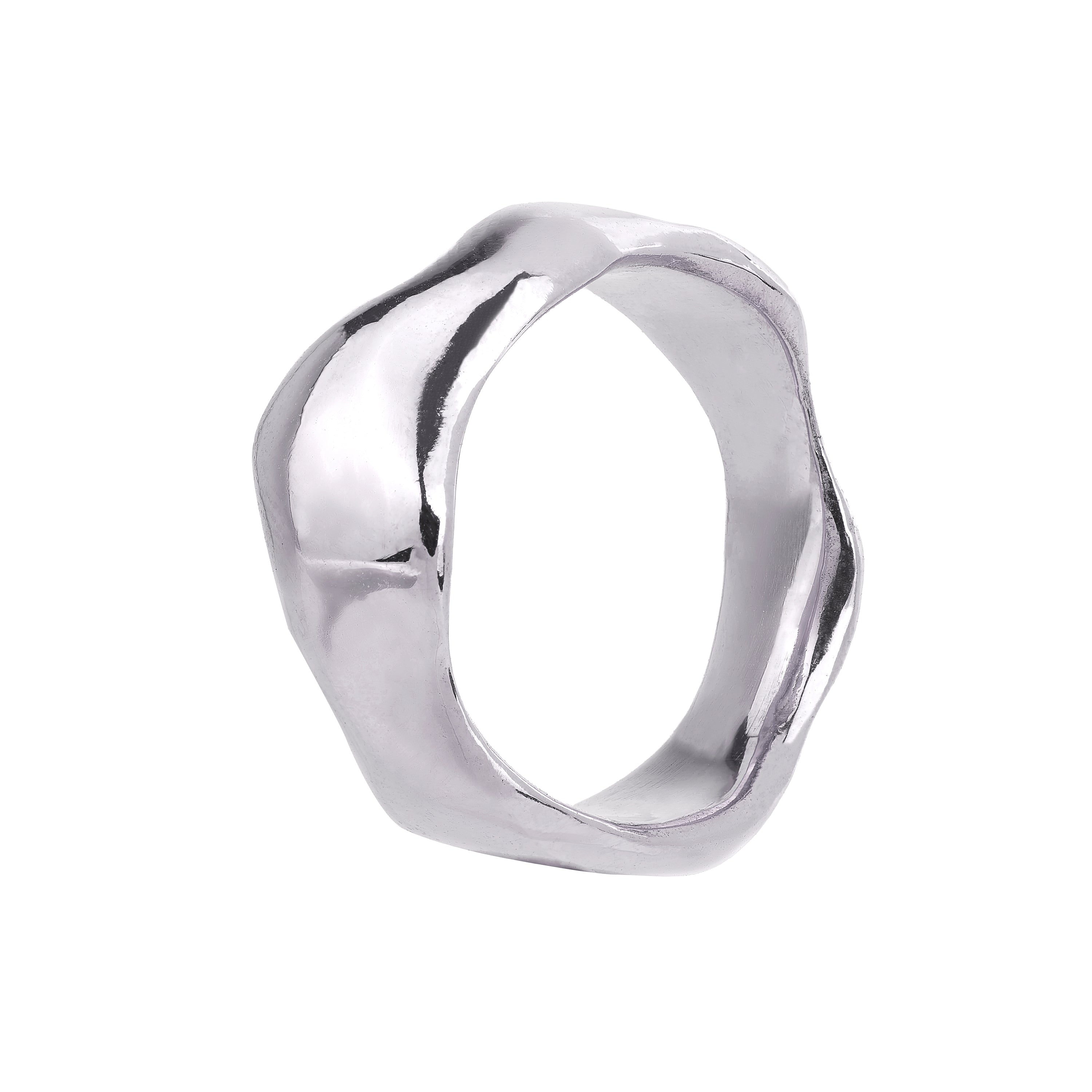 Recycled silver chunky wave stacking ring, ethical jewellery handmade in the UK