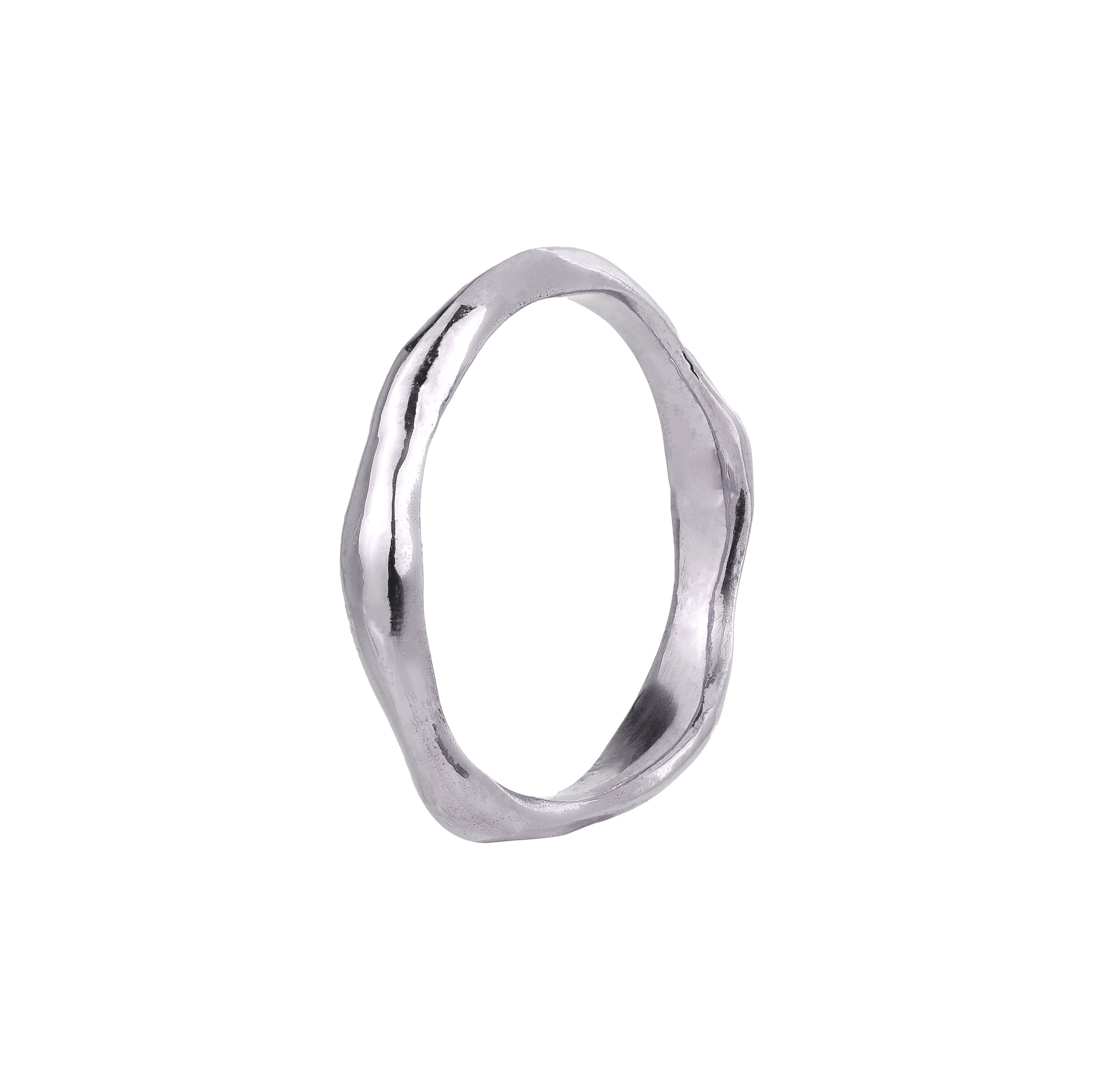Recycled silver wave stacking ring, ethical jewellery handmade in the UK