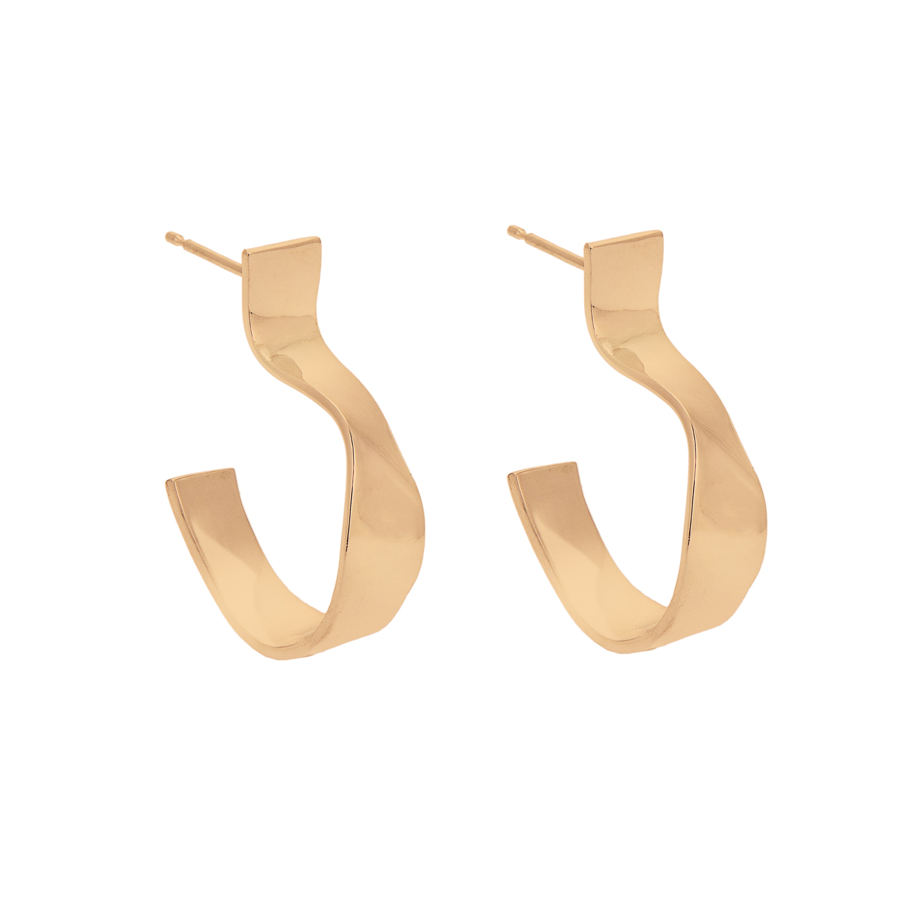 18ct gold vermeil plated curved hoop earrings, ethical jewellery handmade in the UK