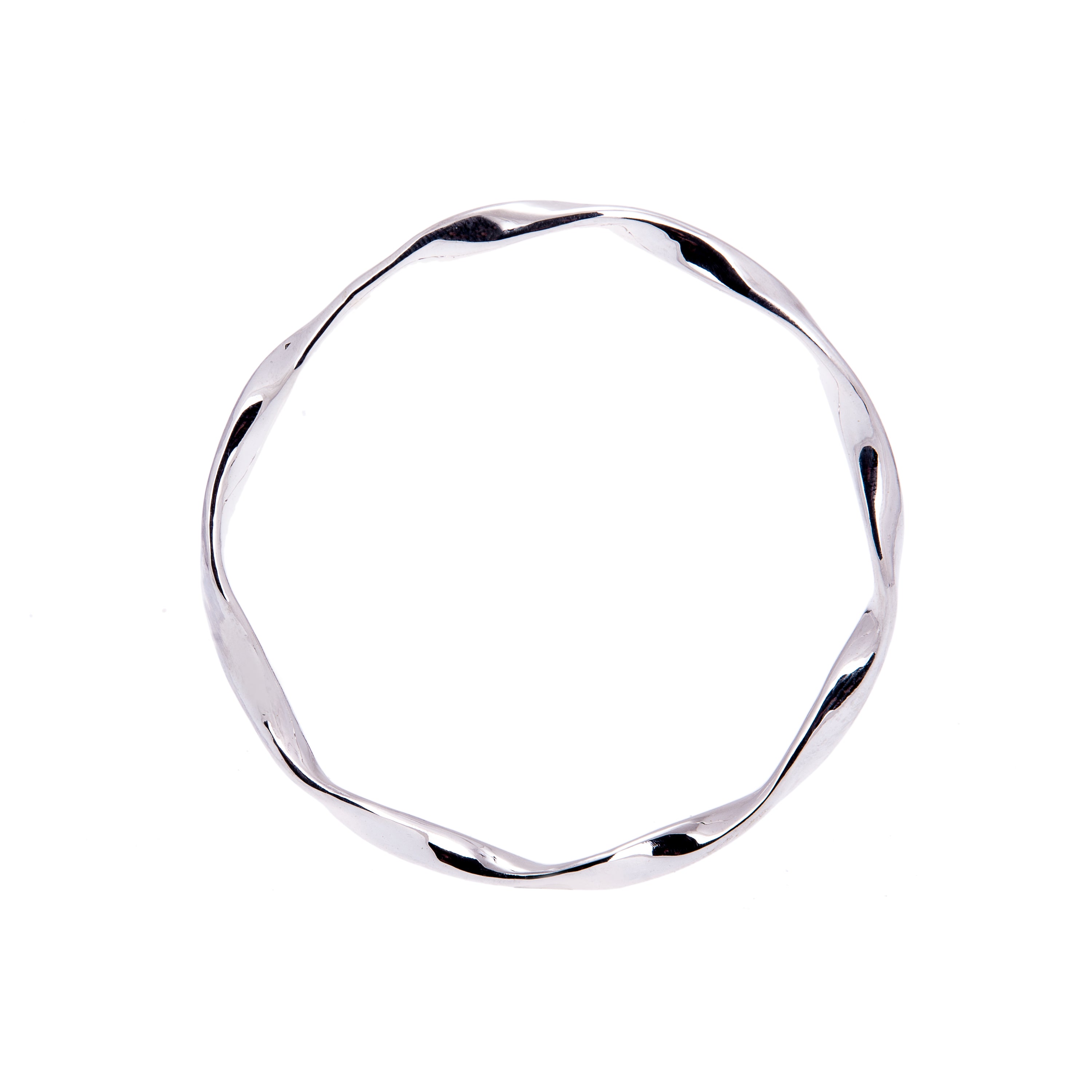 Silver twisted bangle, ethical jewellery handmade int he UK