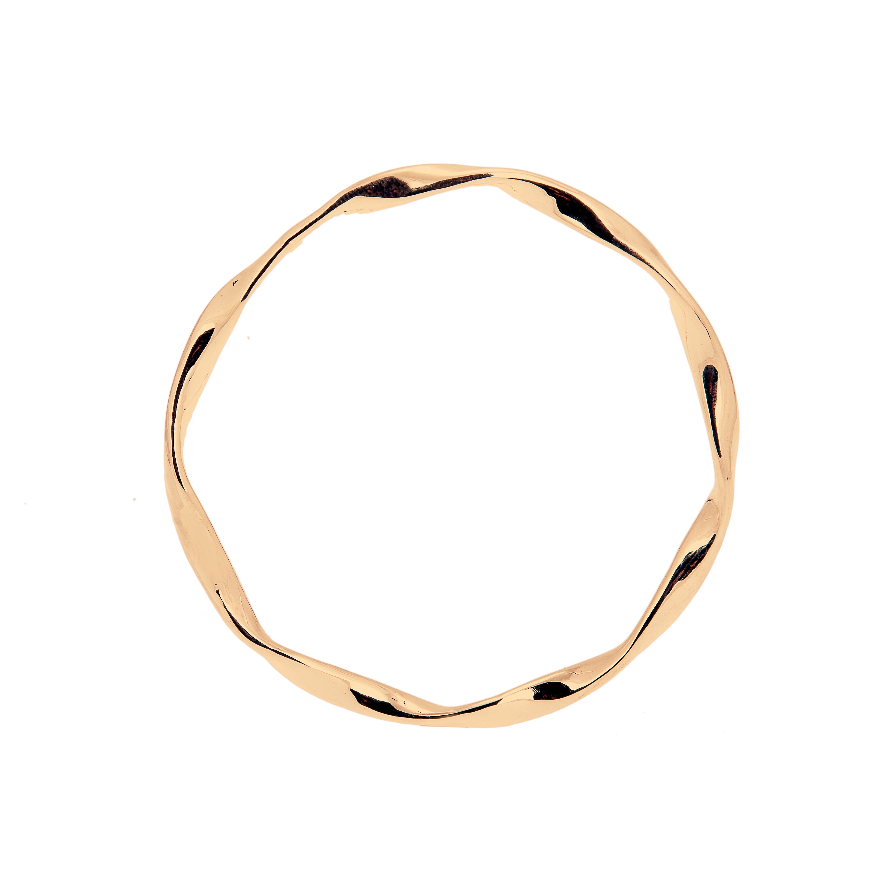 18ct gold vermeil plate twisted bangle, ethical jewellery handmade int he UK