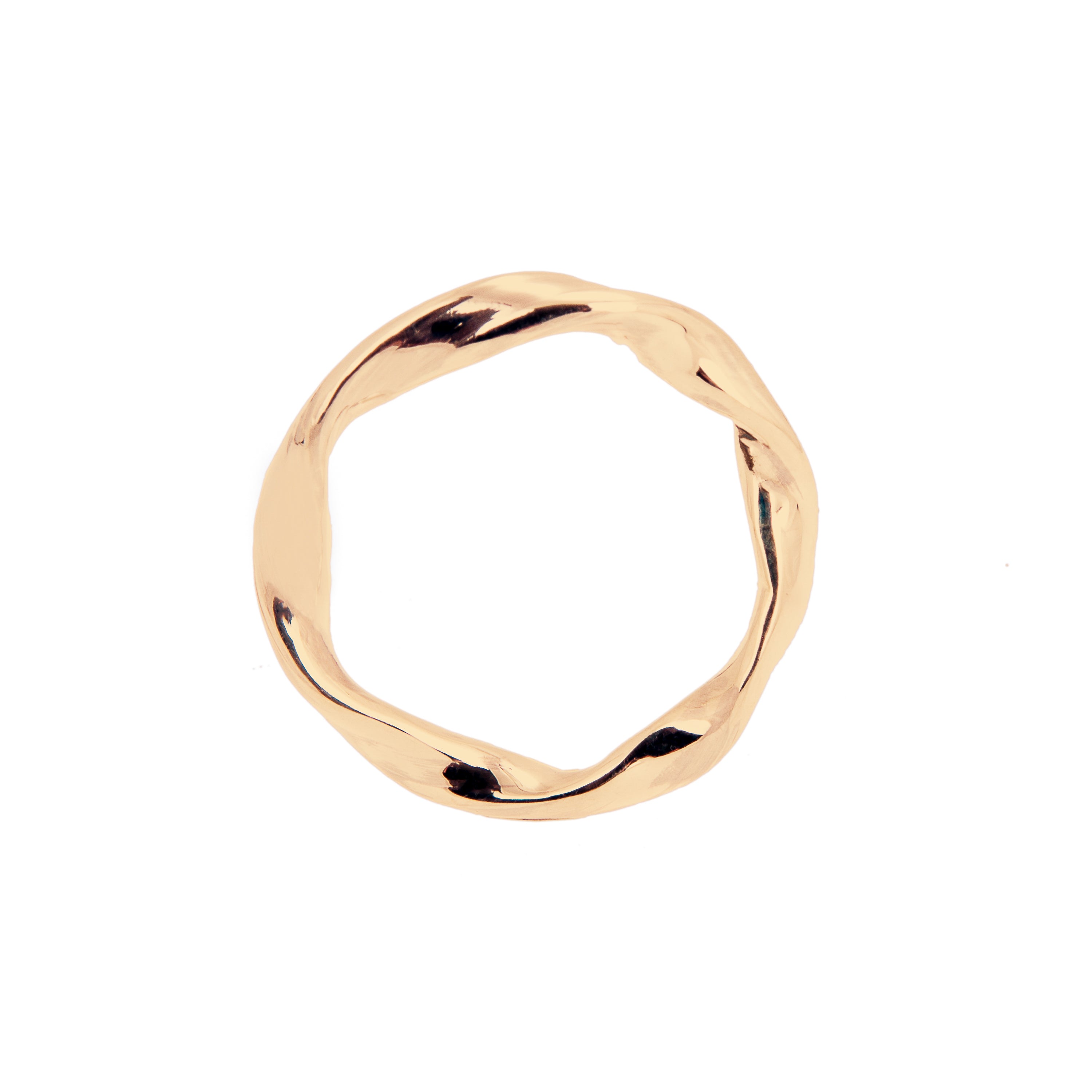 18ct gold vermeil plated twisted stacking ring, ethical jewellery handmade in the UK