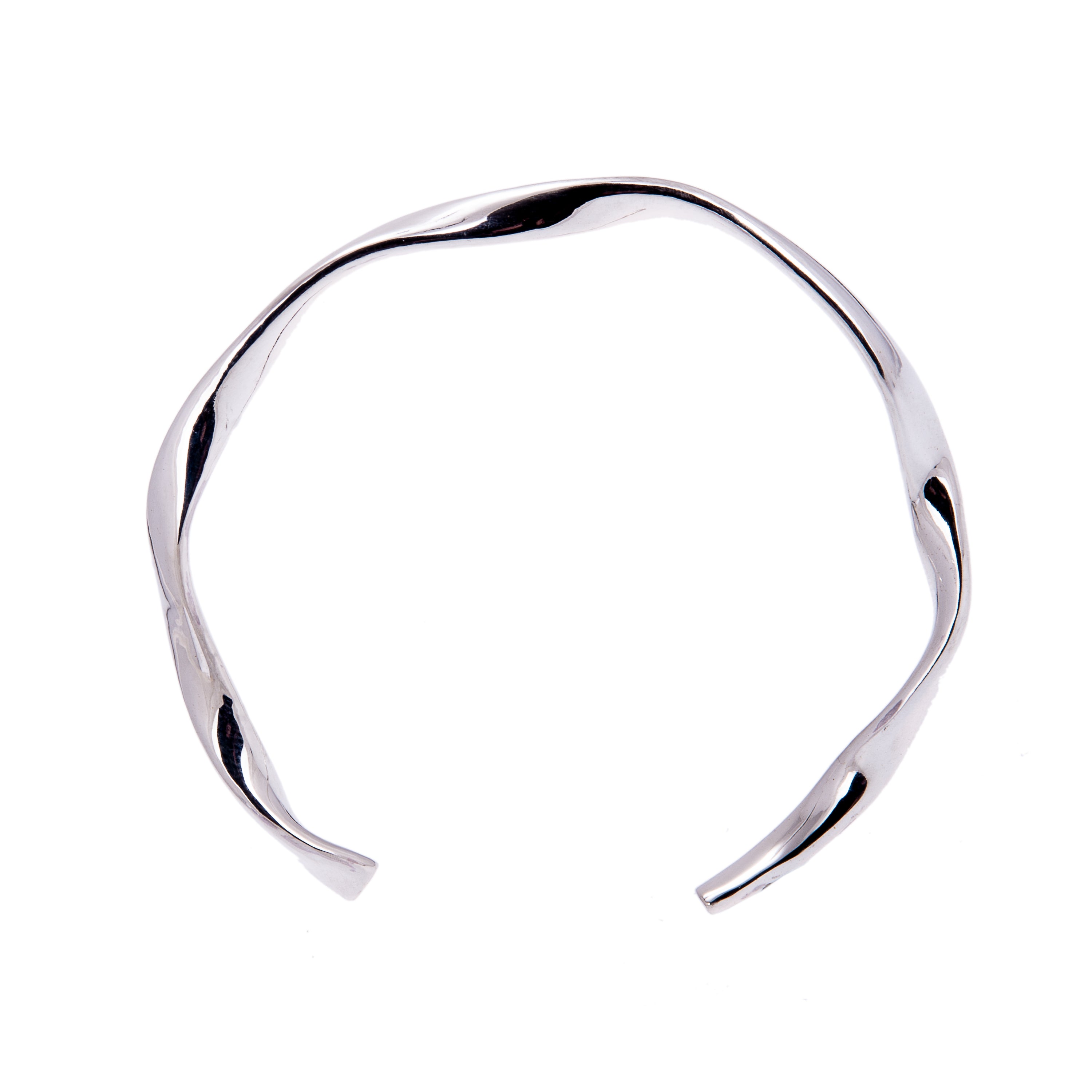 Silver twisted cuff bangle, ethical jewellery handmade int he UK