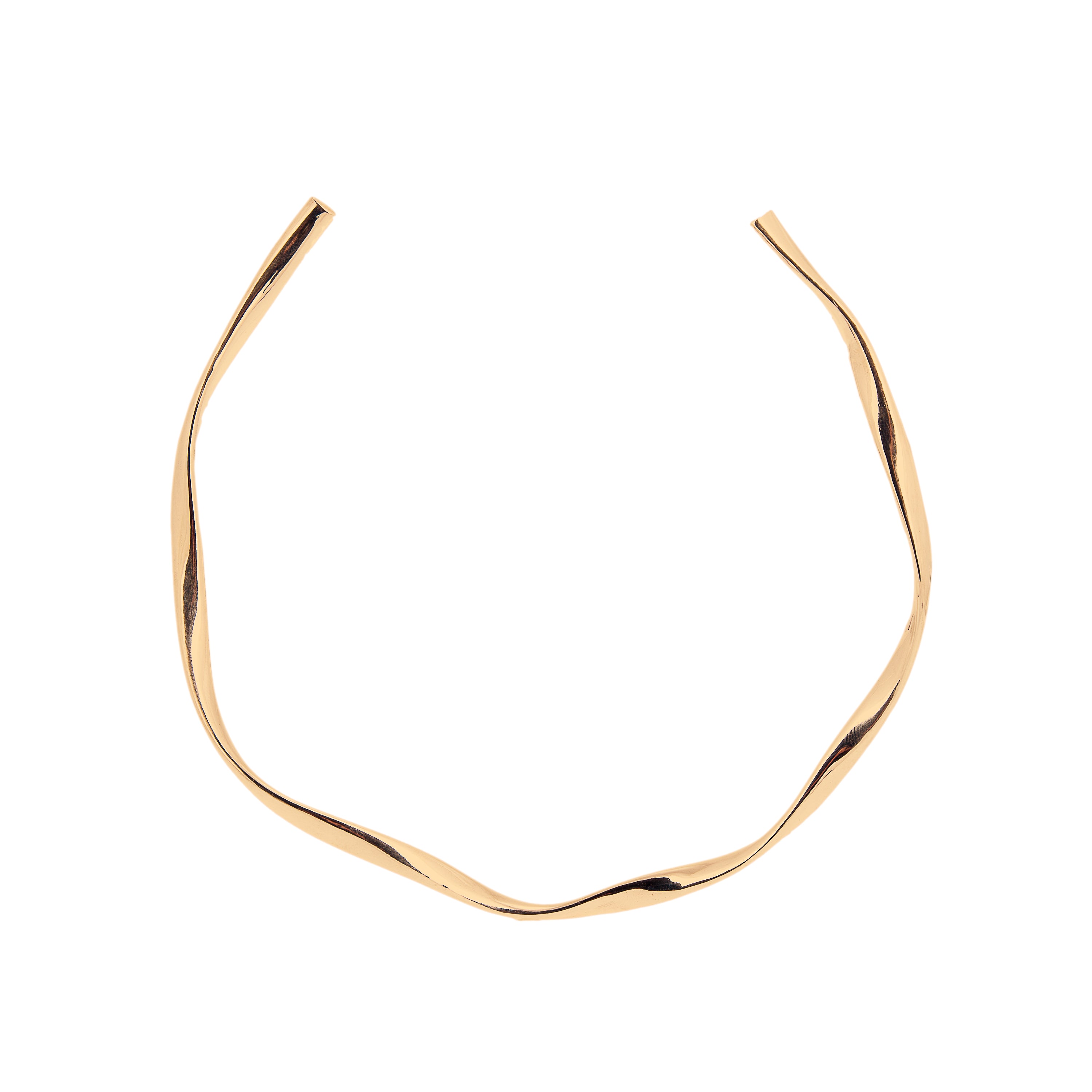 18ct gold vermeil plated twisted collar necklace, ethical jewellery handmade in the UK