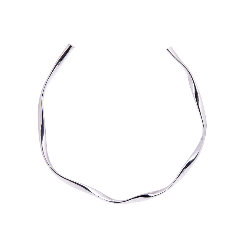 Recycled silver twisted collar necklace, ethical jewellery handmade in the UK