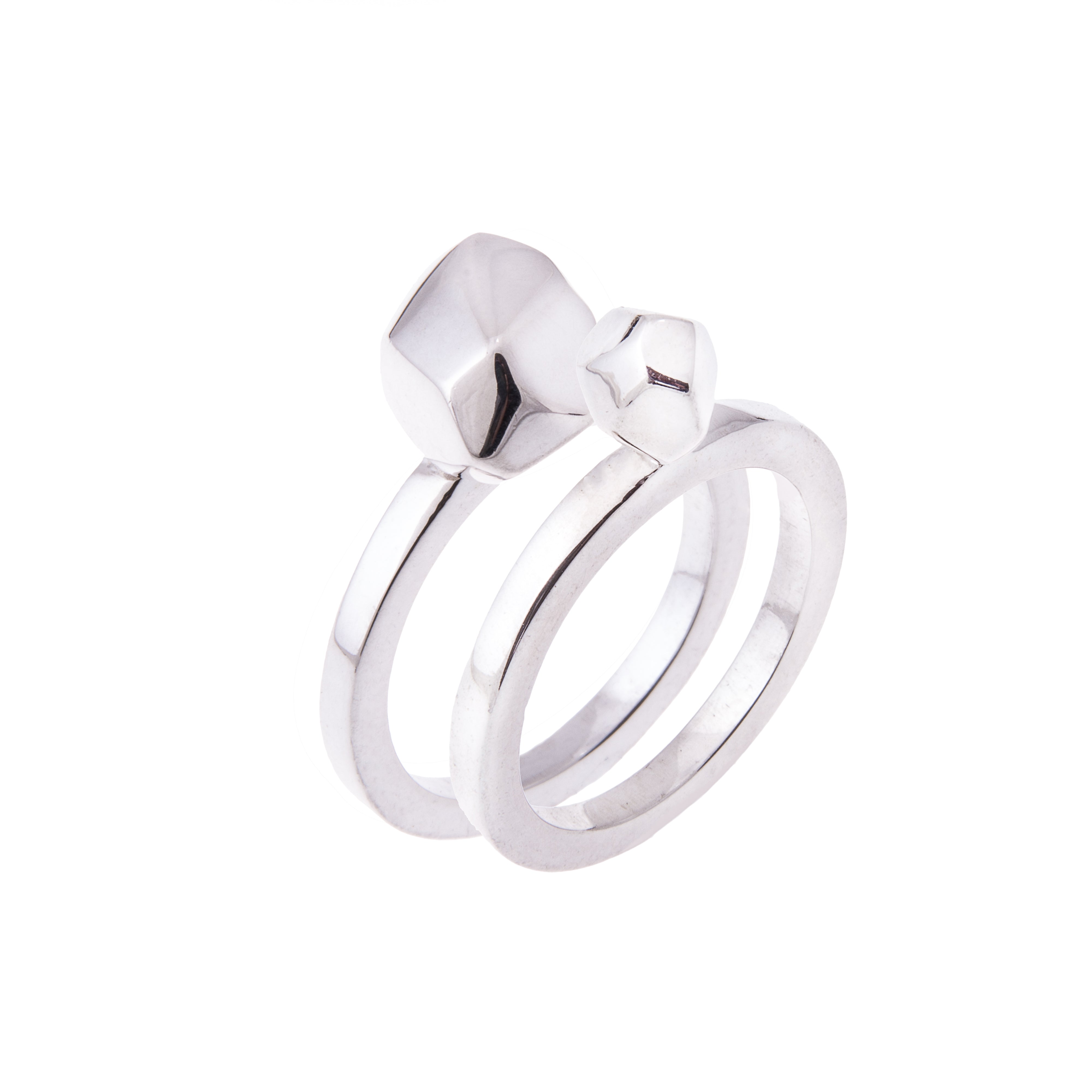 Silver stacking rings with faceted feature, ethical jewellery, handmade in the UK