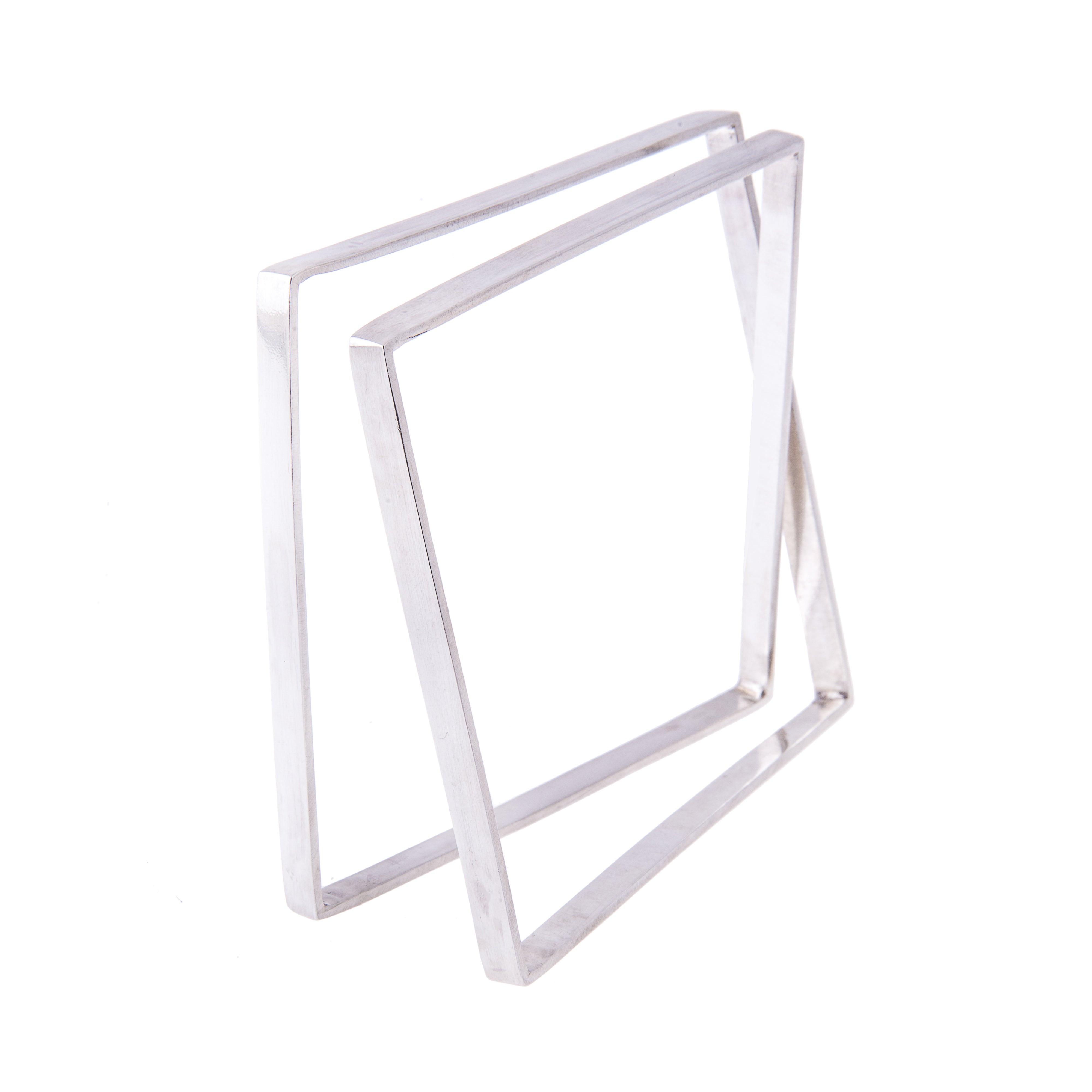 Geometric double wrapped geometric square bangle, ethical jewellery, handmade in the UK