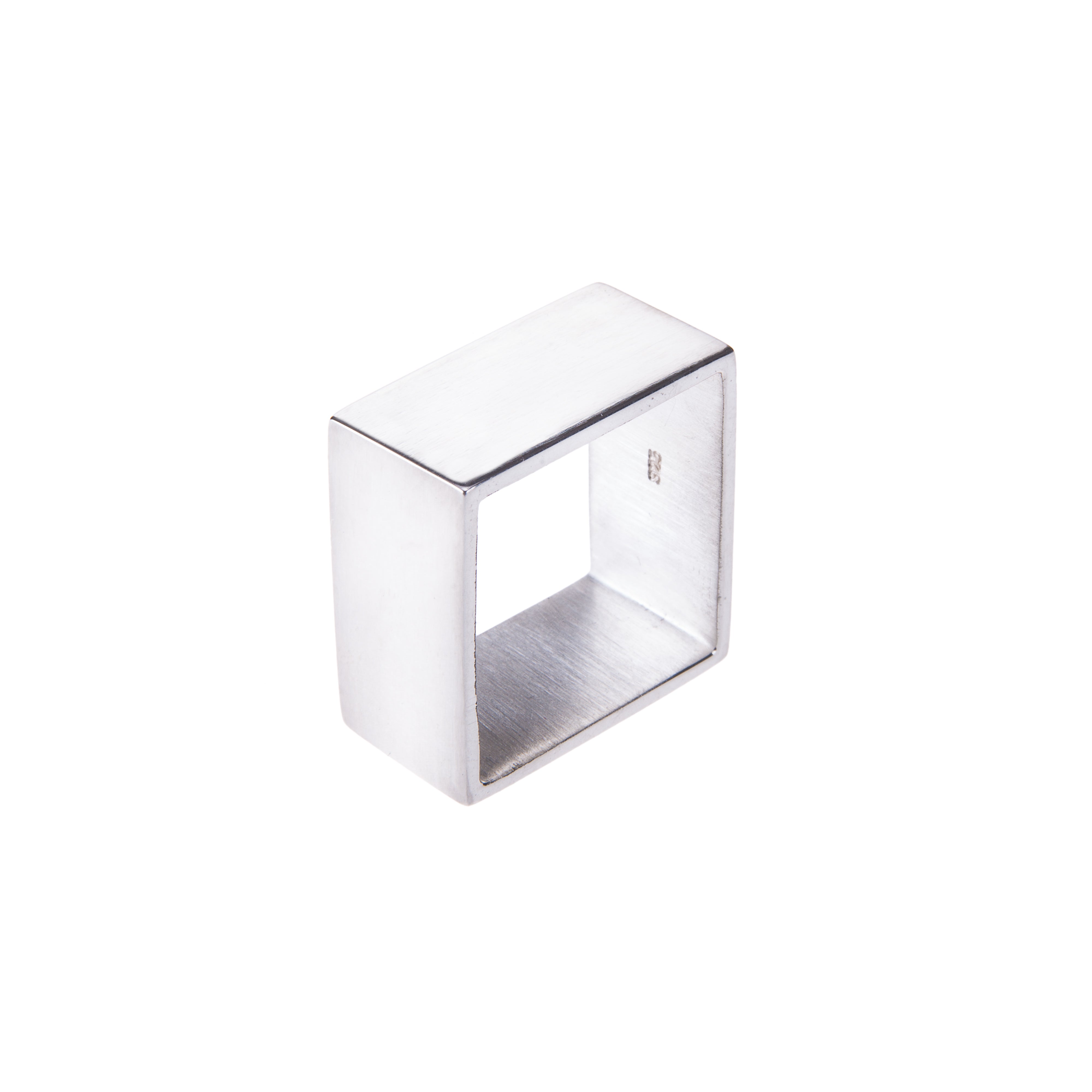Geometric square silver ring, ethical jewellery, handmade in the UK