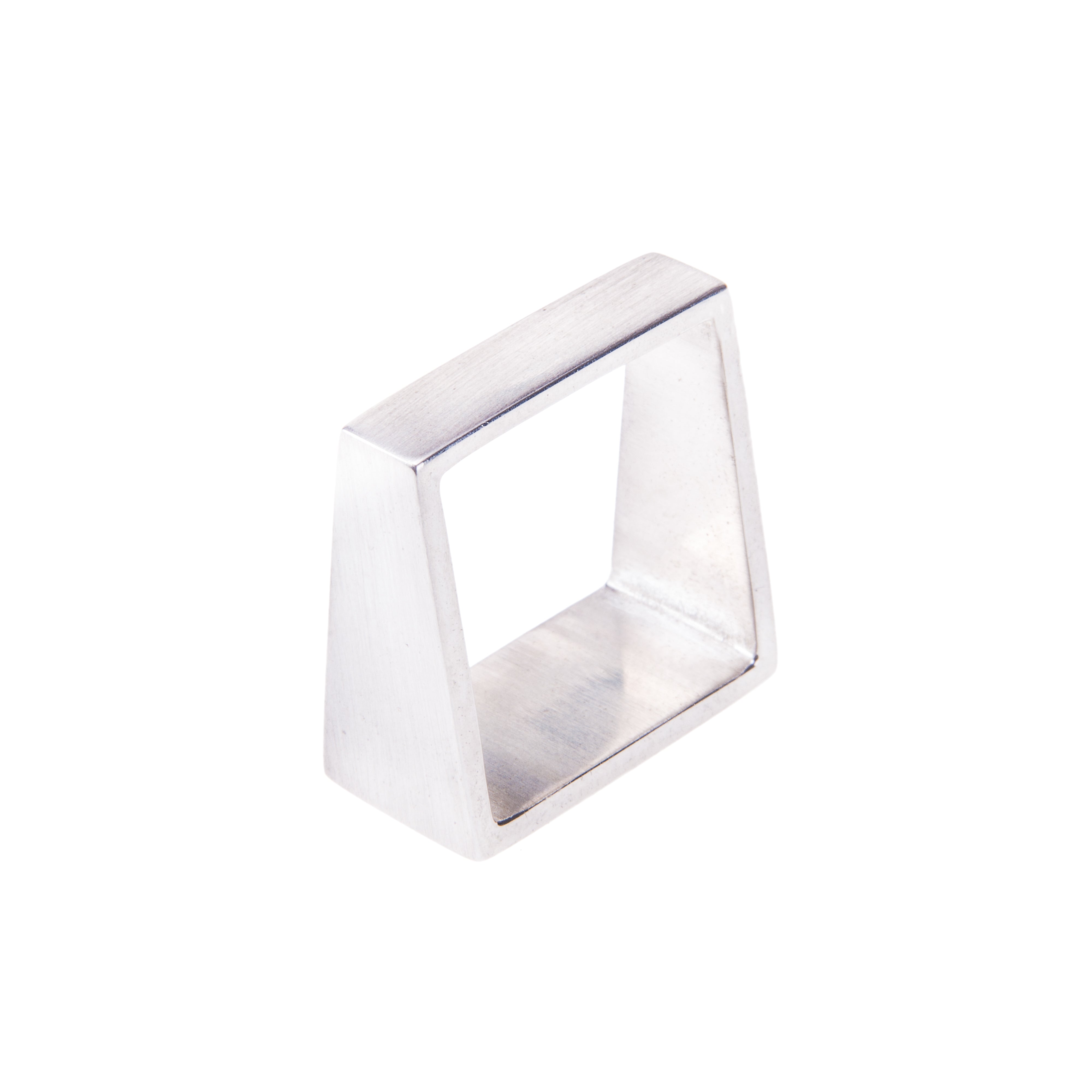 Silver chunky angular flat edged square ring, ethical jewellery, handmade in the UK