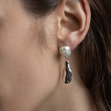 Small Petal Drop Silver Earrings