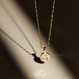 Small Mixed Diamond Disc Necklace