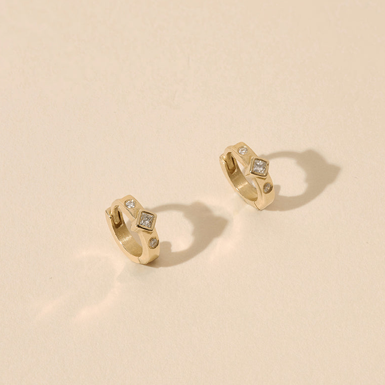 gold diamond hoop earrings