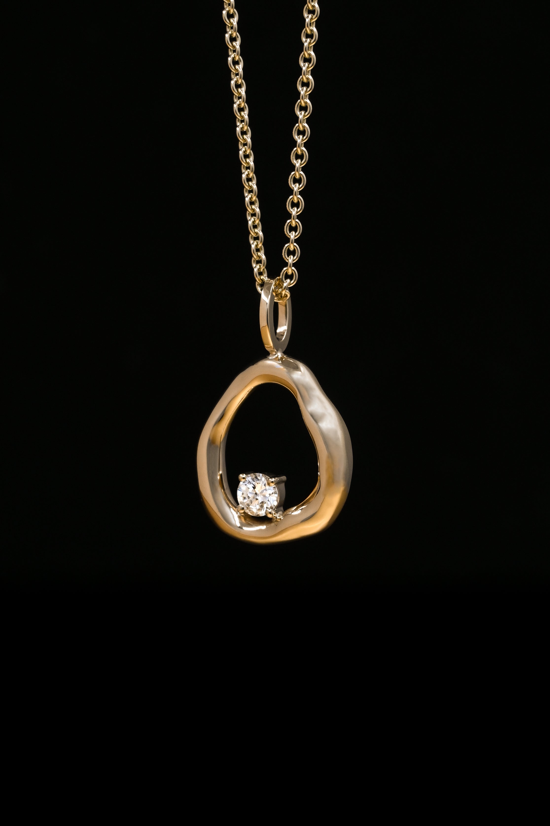 Solid Gold Organic Pendant with Diamond