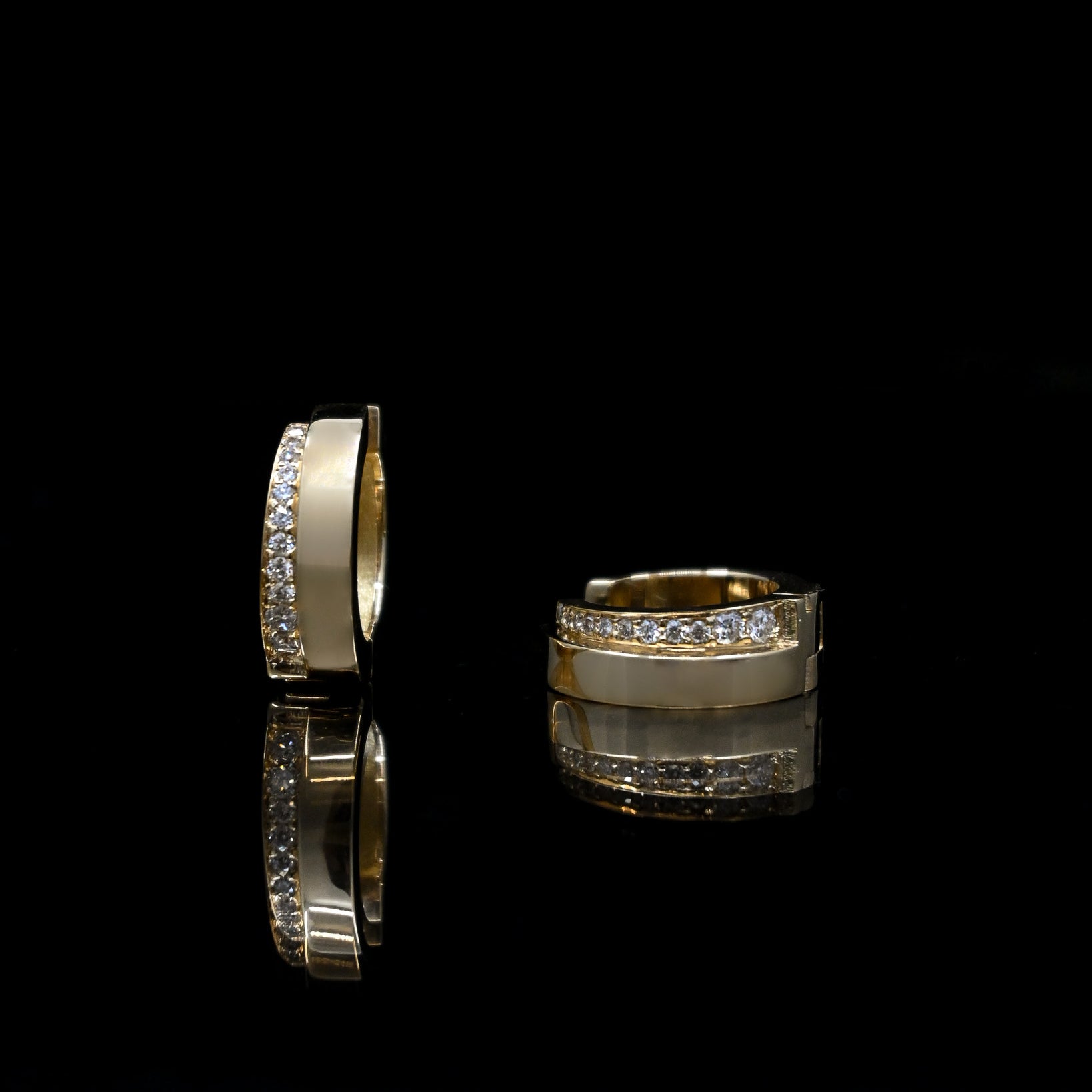 recycled gold diamond hoop earrings, bespoke jewellery UK
