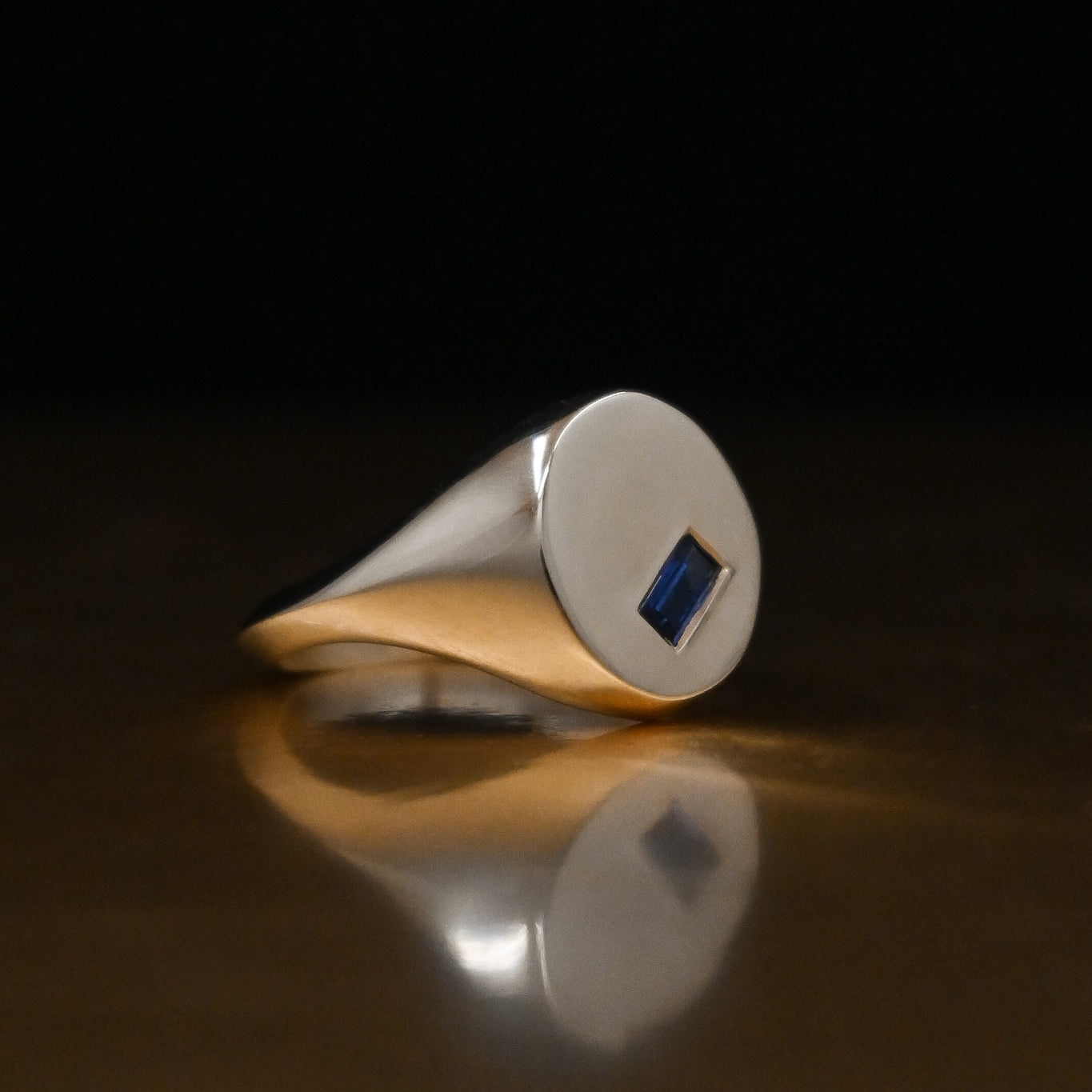 remodelled sapphire gold signet ring