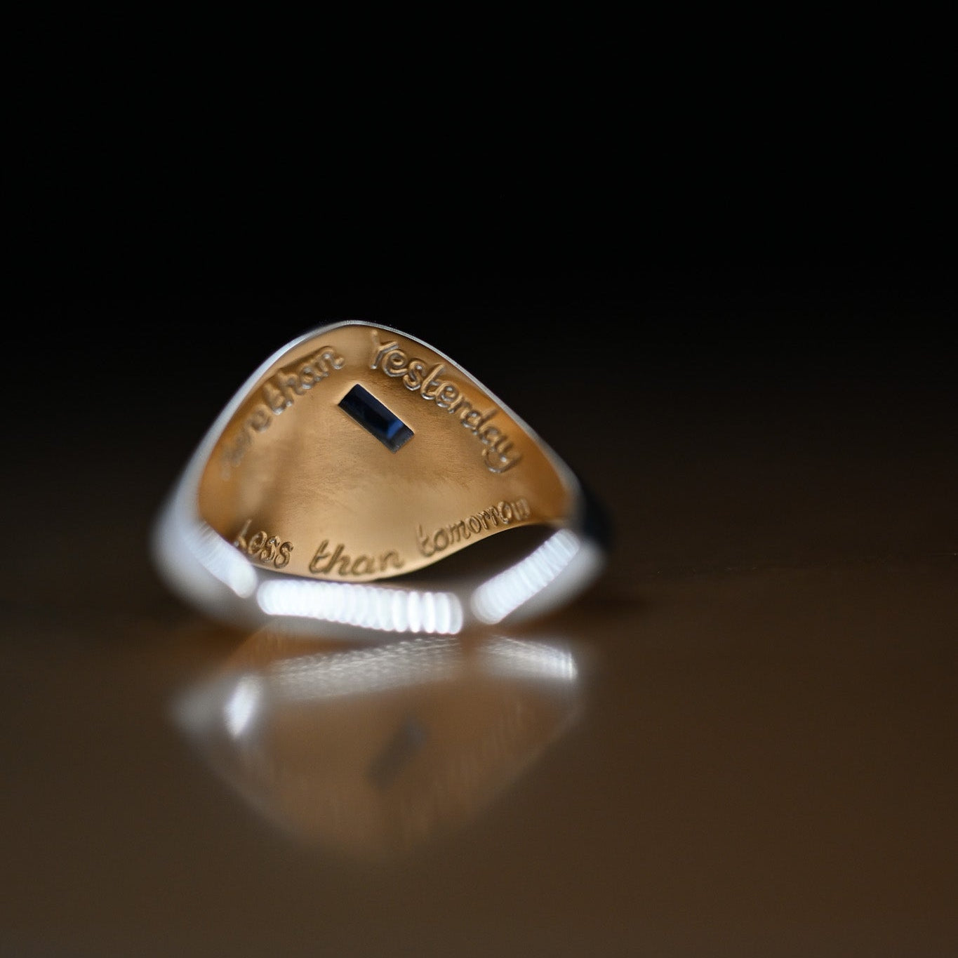 engraved gold signet ring
