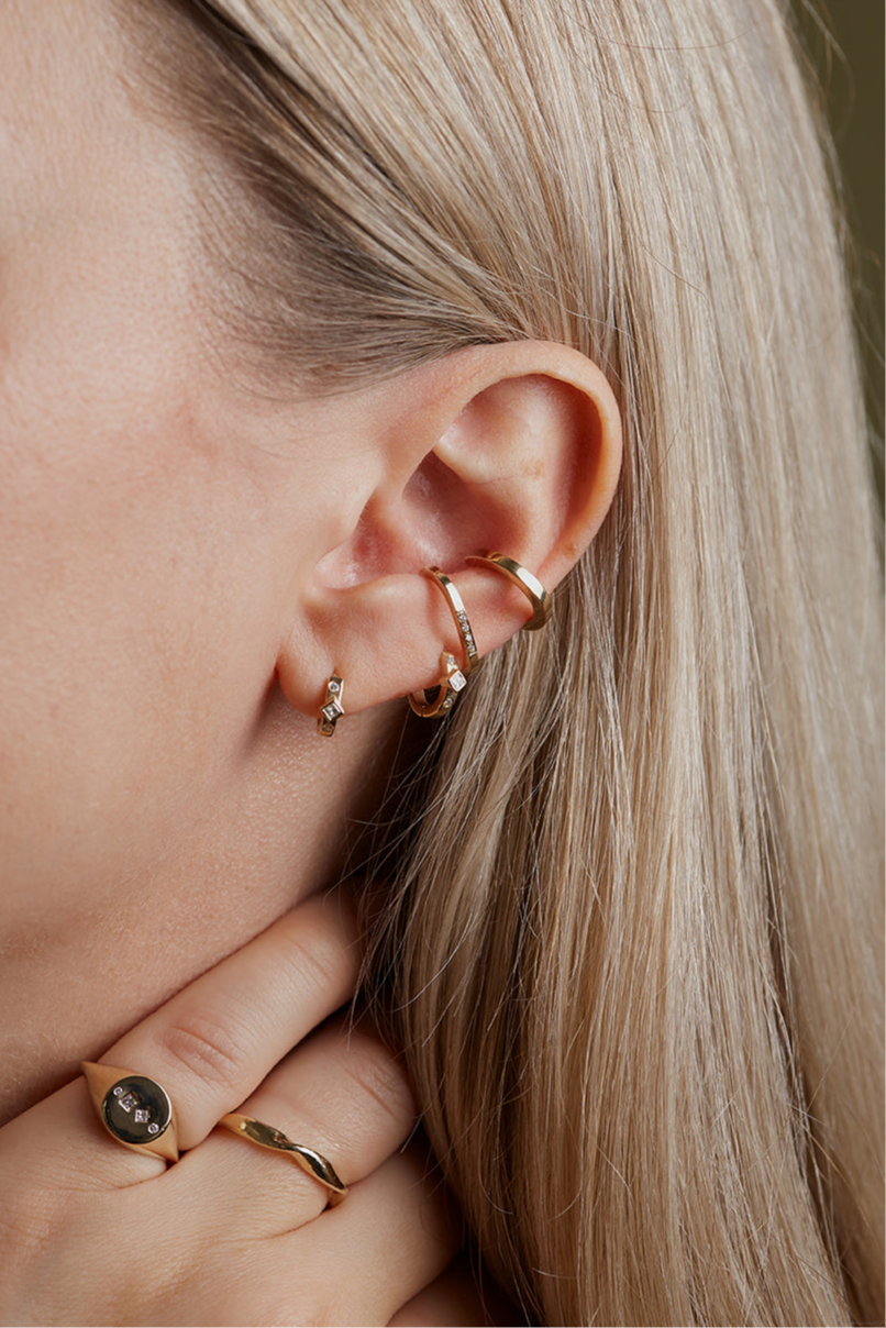 Solid Gold Ear Cuff Stack